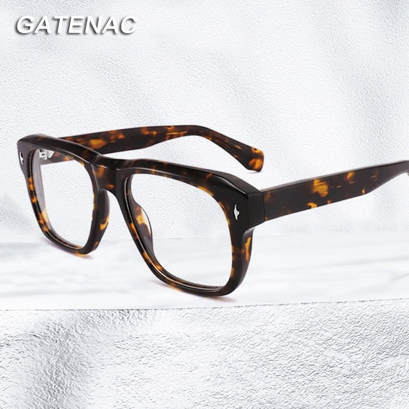 Gatenac Unisex Full Rim Square Acetate Frame Eyeglasses Gxyj772 Full Rim Gatenac