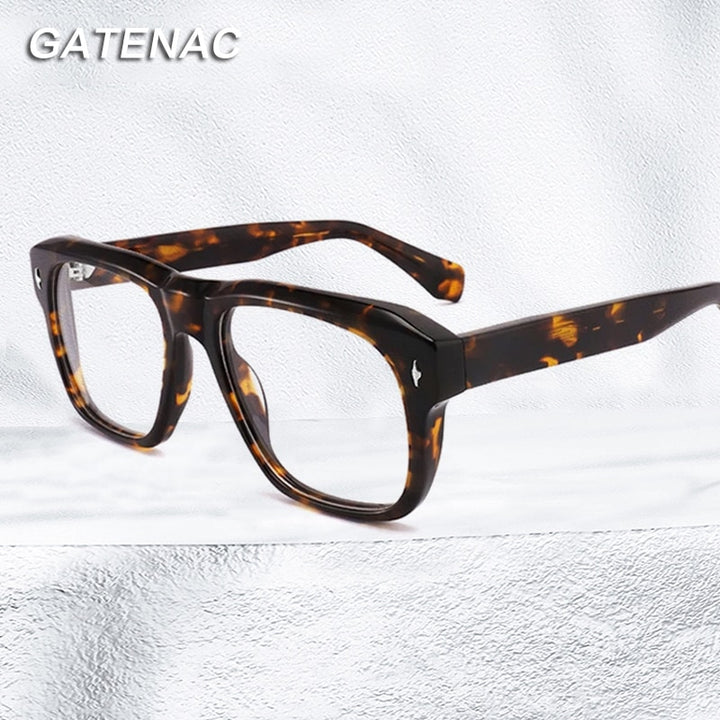 Gatenac Unisex Full Rim Square Acetate Frame Eyeglasses Gxyj772 Full Rim Gatenac