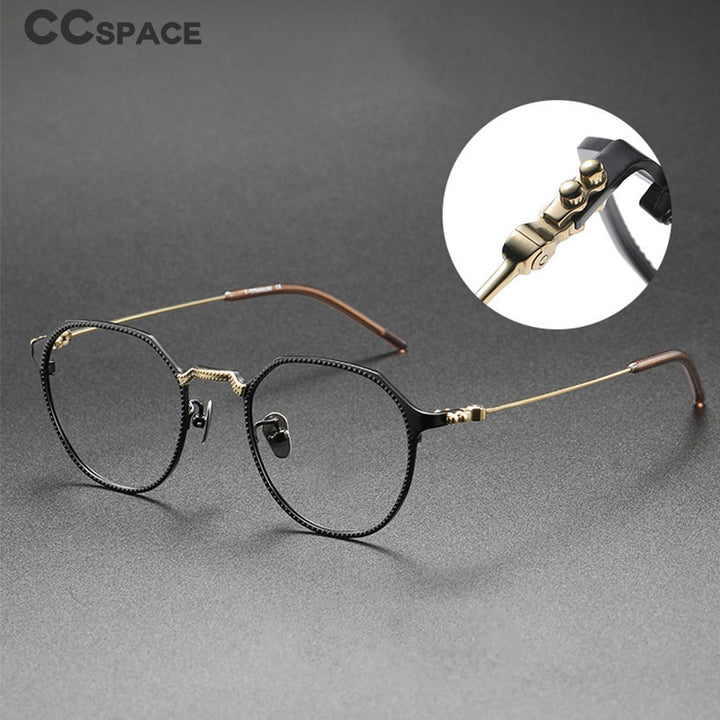 CCspace Unisex Full Rim Large Irregular Square Titanium Eyeglasses 55039 Full Rim CCspace