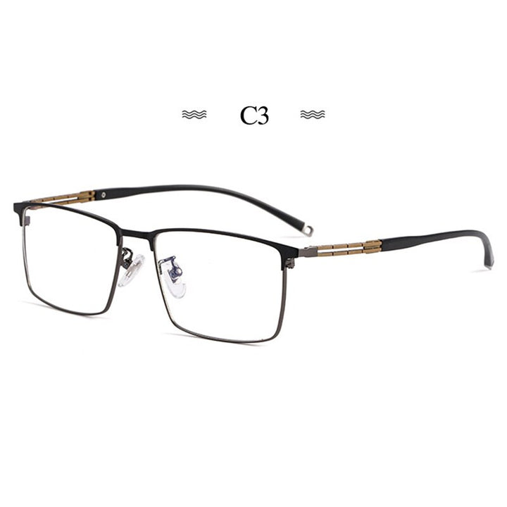 Hotochki Men's Full Rim Square Tr 90 Titanium Frame Eyeglasses T8607t Full Rim Hotochki C3