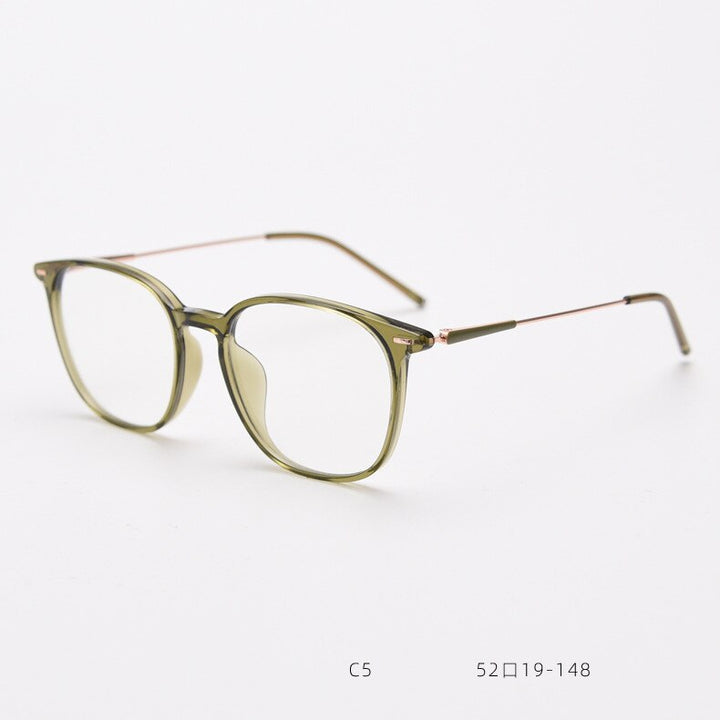 CCspace Unisex Full Rim Square Tr 90 Titanium Eyeglasses 55688 Full Rim CCspace OliveGreen China