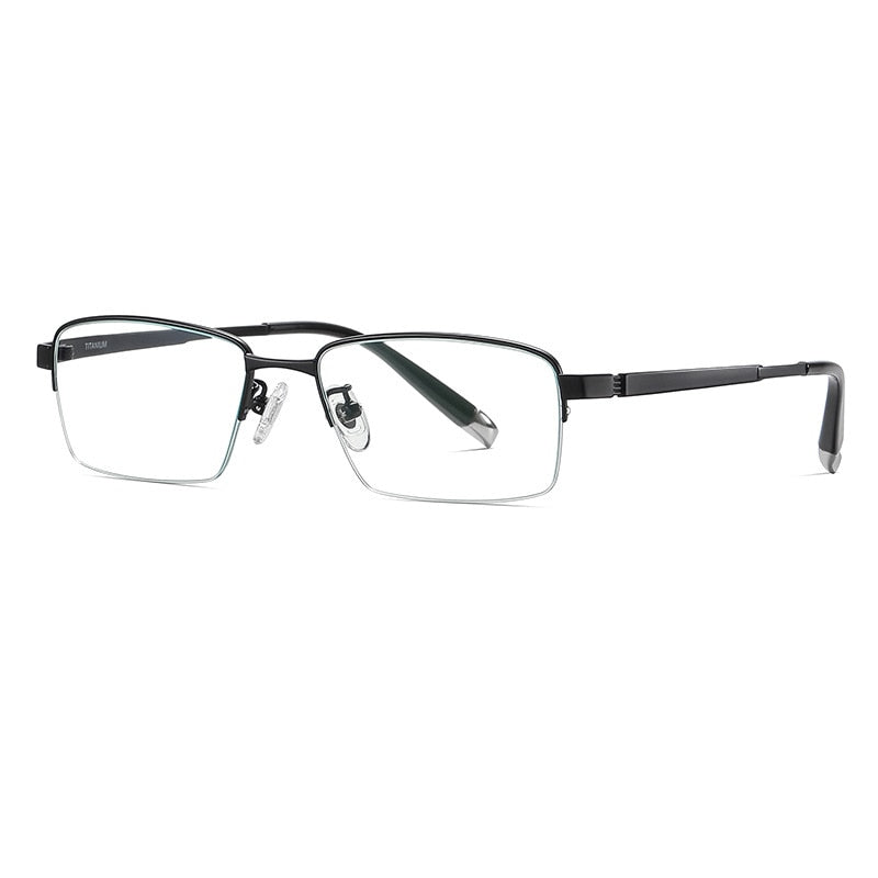 Handoer Men's Semi Rim Square Titanium Eyeglasses Pt907 Semi Rim Handoer