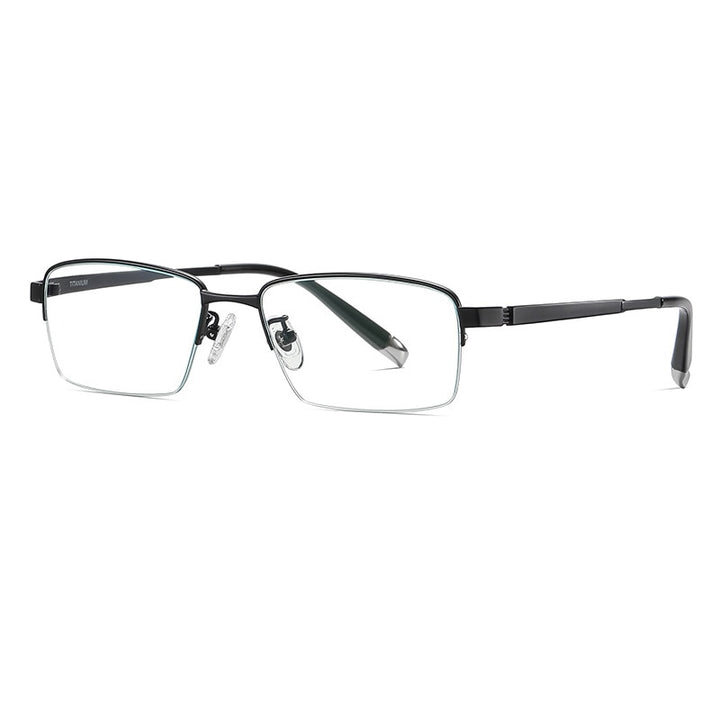 Handoer Men's Semi Rim Square Titanium Eyeglasses Pt907 Semi Rim Handoer