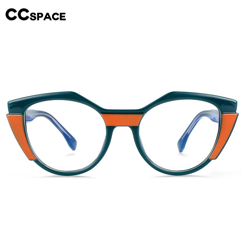 CCspace Unisex Full Rim Round Cat Eye Tr 90 Titanium Frame Eyeglasses 54170 Full Rim CCspace