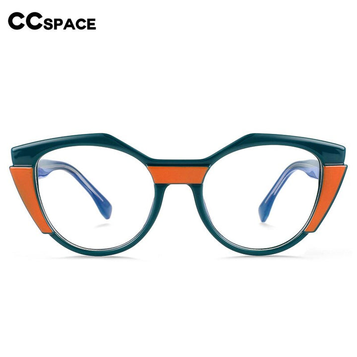 CCspace Unisex Full Rim Round Cat Eye Tr 90 Titanium Frame Eyeglasses 54170 Full Rim CCspace