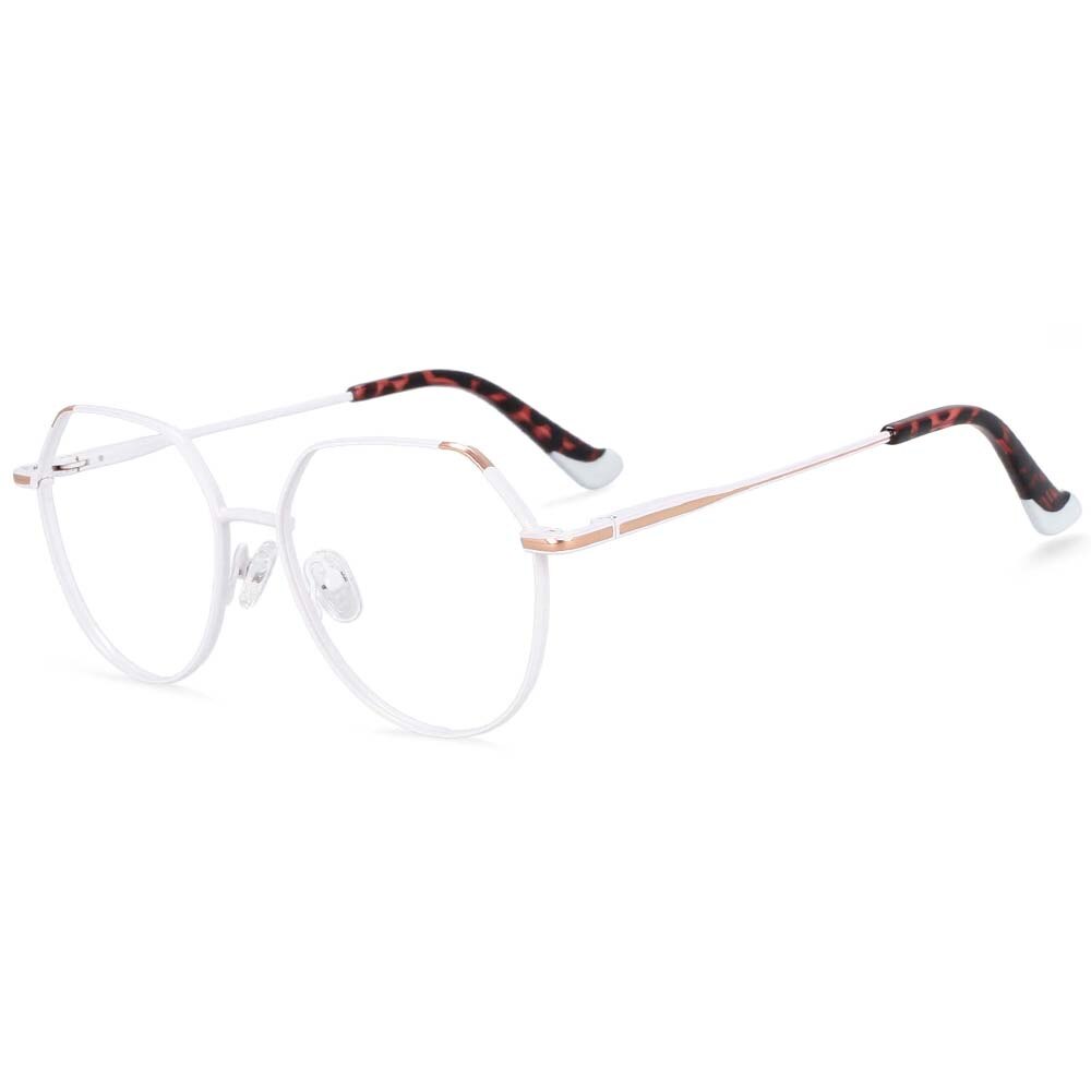 CCspace Unisex Full Rim Polygonal Round Alloy Frame Eyeglasses 54316 Full Rim CCspace China white