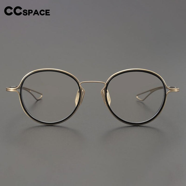CCspace Unisex Full Rim Round Handcrafted Frame Eyeglasses 54619 Full Rim CCspace