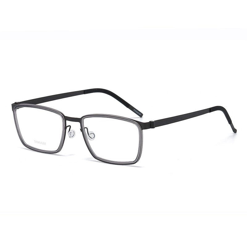 Reven Jate Unisex Full Rim Square Titanium Acetate Eyeglasses 9711 Full Rim Reven Jate grey