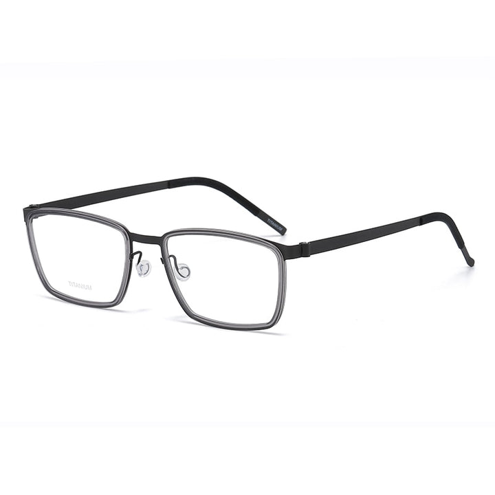 Reven Jate Unisex Full Rim Square Titanium Acetate Eyeglasses 9711 Full Rim Reven Jate grey
