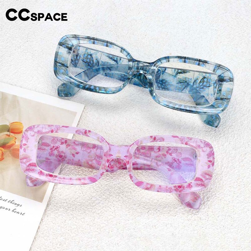 CCspace Unisex Full Rim Rectangle Resin Frame Punk Eyeglasses 54430 Full Rim CCspace