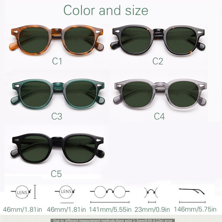 Yujo Unisex Full Rim Round Acetate UV400 Polarized Sunglasses 21021 Sunglasses Yujo