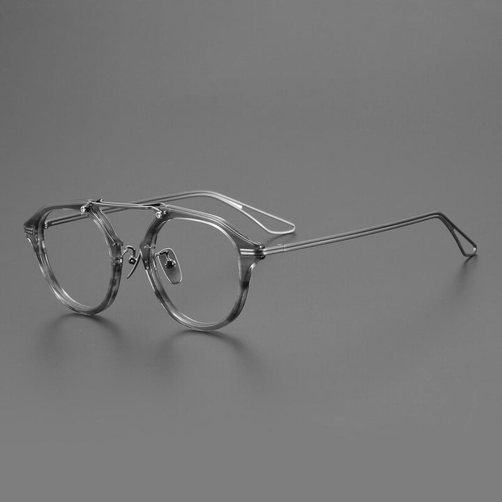 Gatenac Unisex Full Rim Oval Double Bridge Titanium Eyeglasses Gxyj925 Full Rim Gatenac Gray Tortoiseshell
