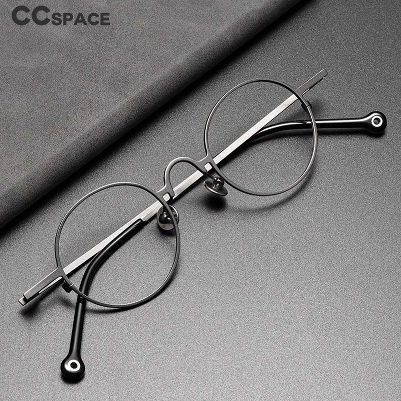 CCspace Unisex Full Rim Round Titanium Alloy Eyeglasses 54909 Full Rim CCspace