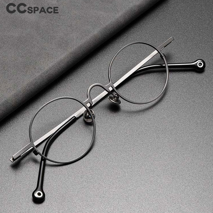 CCspace Unisex Full Rim Round Titanium Alloy Eyeglasses 54909 Full Rim CCspace