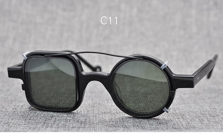 Yujo Unisex Full Rim Square Round Acetate Eyeglasses Clip On Sunglasses 002 With Clip Ons Yujo C11 China