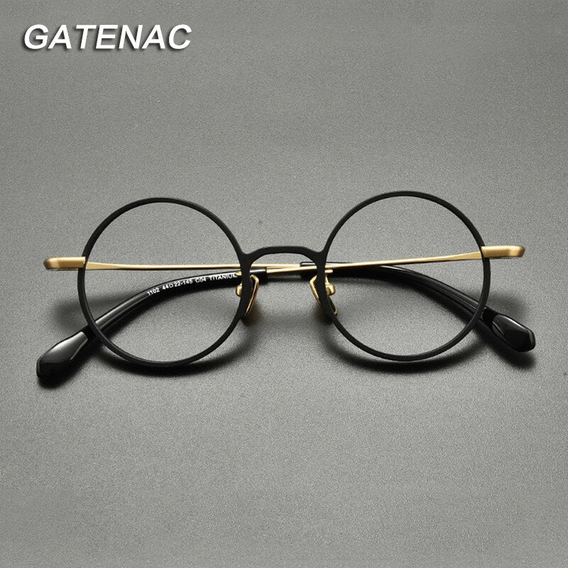 Gatenac Unisex Full Rim Round Titanium Eyeglasses Gxyj847 Full Rim Gatenac