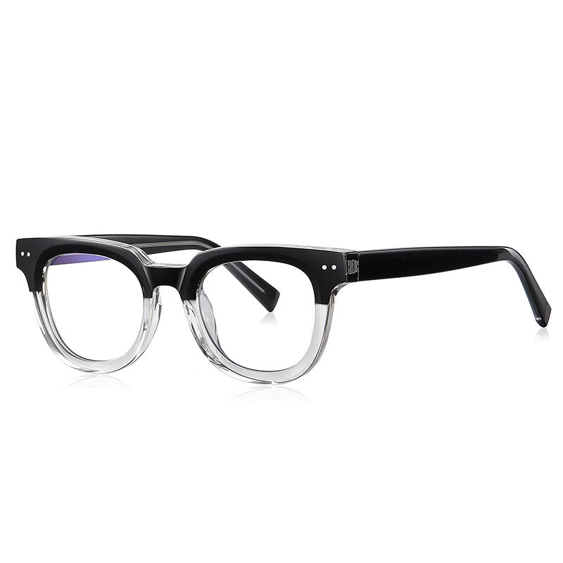 Reven Jate Unisex Full Rim Square Oval Tr 90 Acetate Alloy Eyeglasses 2120 Full Rim Reven Jate black transparent