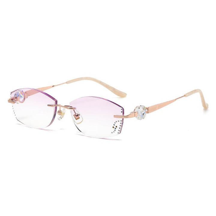 Zirosat Women's Rimless Rectangle Titanium Diamond Cut Eyeglasses 9060 Rimless Zirosat