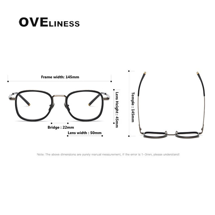 Oveliness Unisex Full Rim Square Acetate Titanium Eyeglasses Alcor Full Rim Oveliness