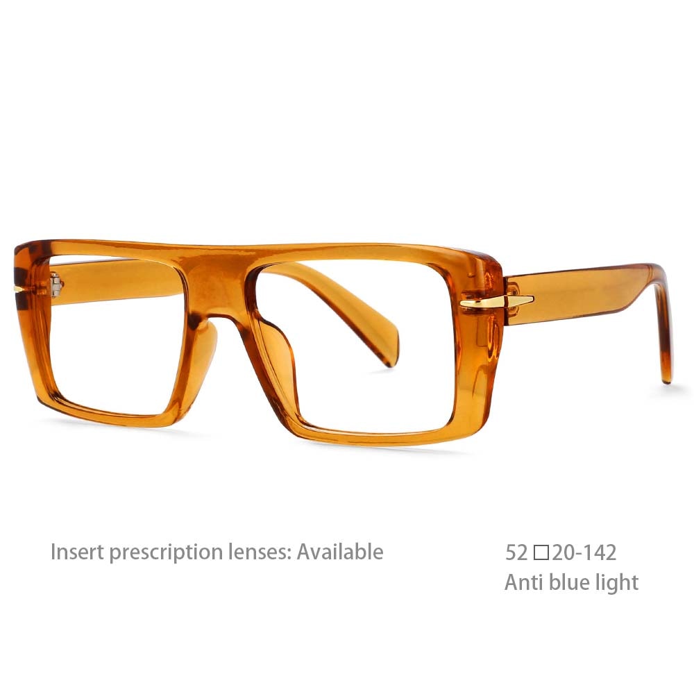 CCspace Unisex Full Rim Oversized Rectangle Resin Frame Eyeglasses 54434 Full Rim CCspace China Champagne