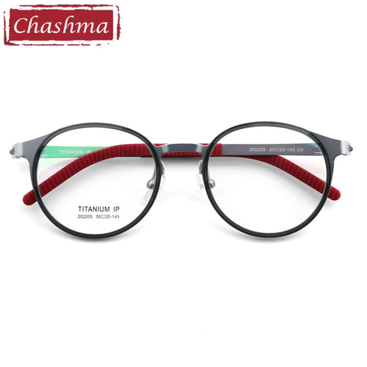 Chashma Ottica Unisex Full Rim Round Square Titanium Eyeglasses 202205 Full Rim Chashma Ottica