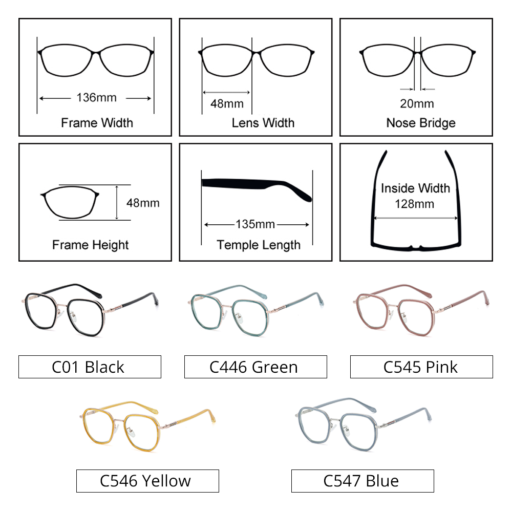 Ralferty Unisex Full Rim Irregular Square Alloy Eyeglasses D829 Full Rim Ralferty