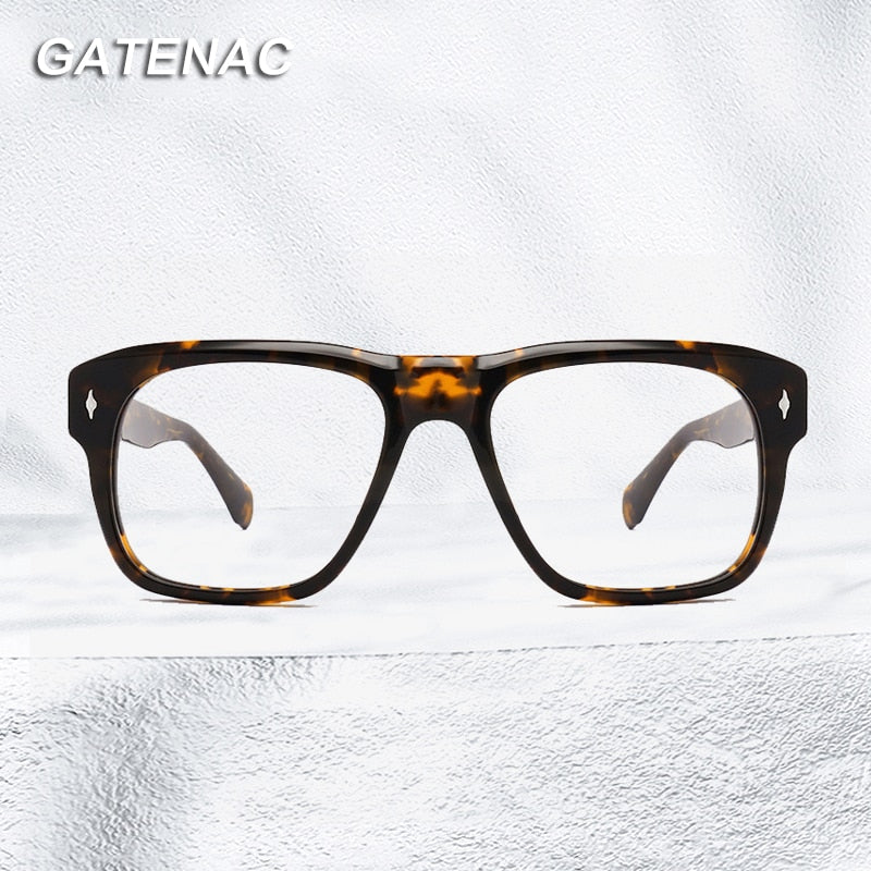 Gatenac Unisex Full Rim Square Acetate Frame Eyeglasses Gxyj772 Full Rim Gatenac