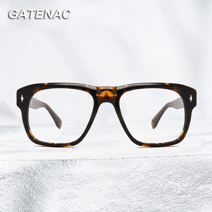 Gatenac Unisex Full Rim Square Acetate Frame Eyeglasses Gxyj772 Full Rim Gatenac
