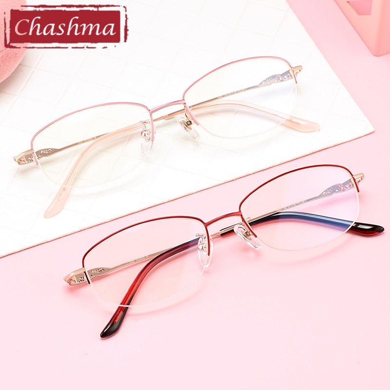 Chashma Ottica Women's Semi Rim Oval Titanium Eyeglasses 0661 Semi Rim Chashma Ottica