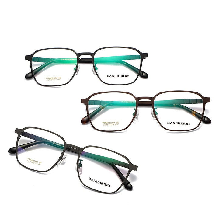 Reven Jate Unisex Full Rim Square Titanium Frame Eyeglasses 71075 Full Rim Reven Jate