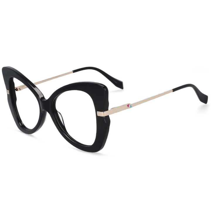CCspace Women's Full Rim Oversized Acetate Alloy Butterfly Frame Eyeglasses 54326 Full Rim CCspace C1black China