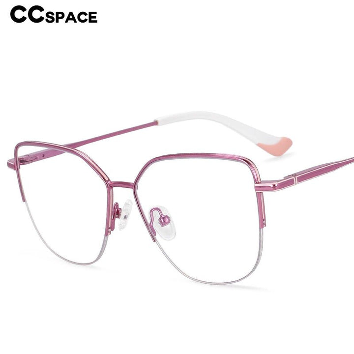 CCspace Unisex Semi Rim Square Alloy Frame Eyeglasses 54468 Semi Rim CCspace