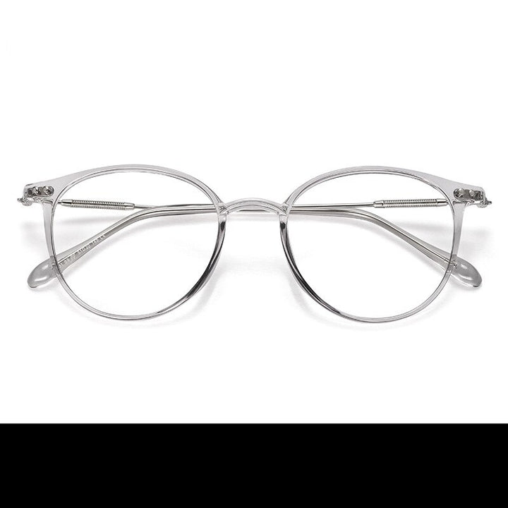 Yimaruili Unisex Full Rim Round Tr 90 Alloy Eyeglasses 90045 Full Rim Yimaruili Eyeglasses Transparent Gray