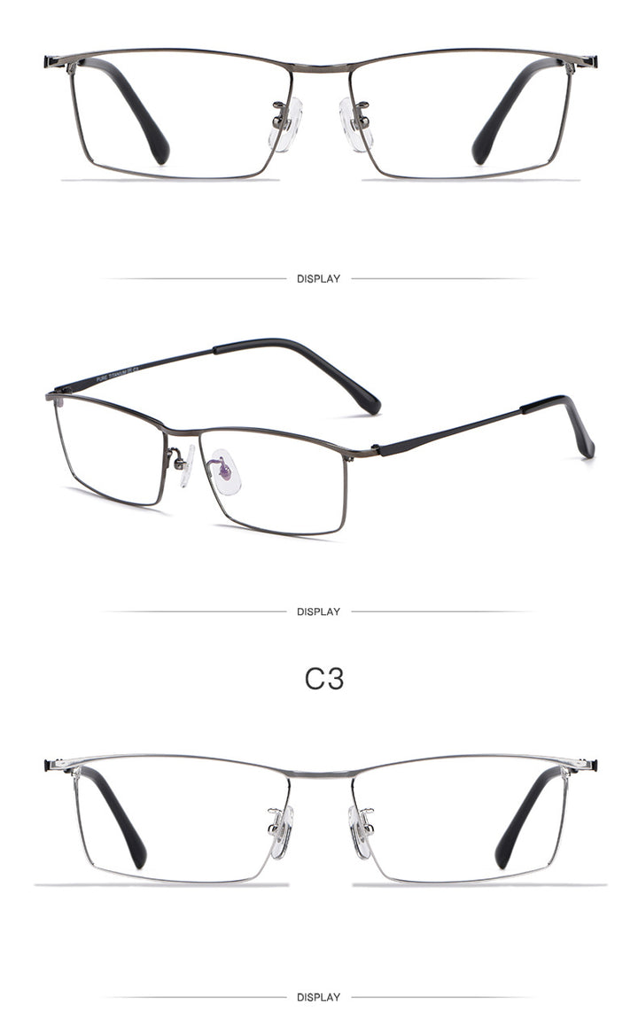 Hotochki Men's Full Rim Rectangle Titanium Alloy Frame Eyeglasses J85517 Full Rim Hotochki