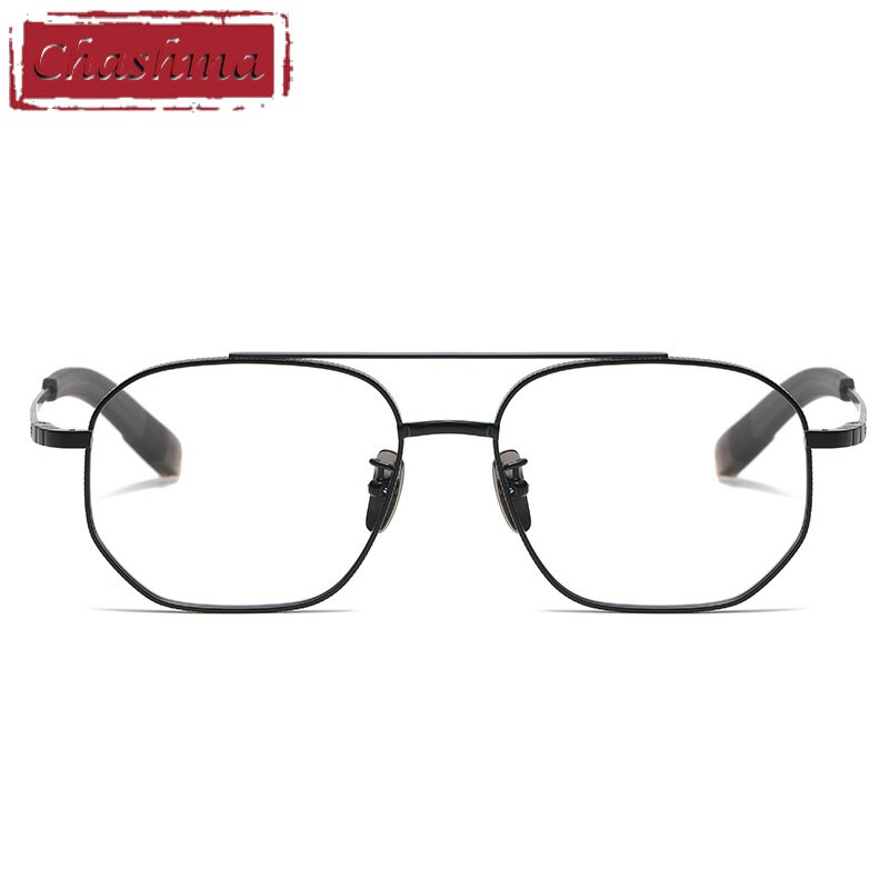 Chashma Ottica Men's Full Rim Polygon Square Titanium Double Bridge Eyeglasses 07518 Full Rim Chashma Ottica