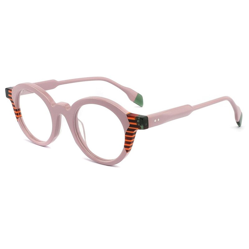 Gatenac Unisex Full Rim Round Acetate Eyeglasses Gxyj1013 Full Rim Gatenac Pink