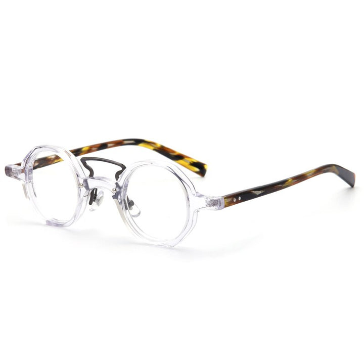 Muzz Men's Full Rim Round Double Bridge Acetate Frame Eyeglasses W3109V Full Rim Muzz C1