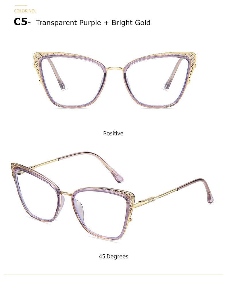 Chashma Women's Full Rim Cat Eye TR 90 Titanium Frame Eyeglasses 1525 Full Rim Chashma