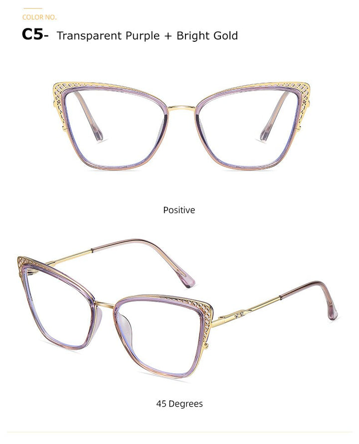 Chashma Women's Full Rim Cat Eye TR 90 Titanium Frame Eyeglasses 1525 Full Rim Chashma