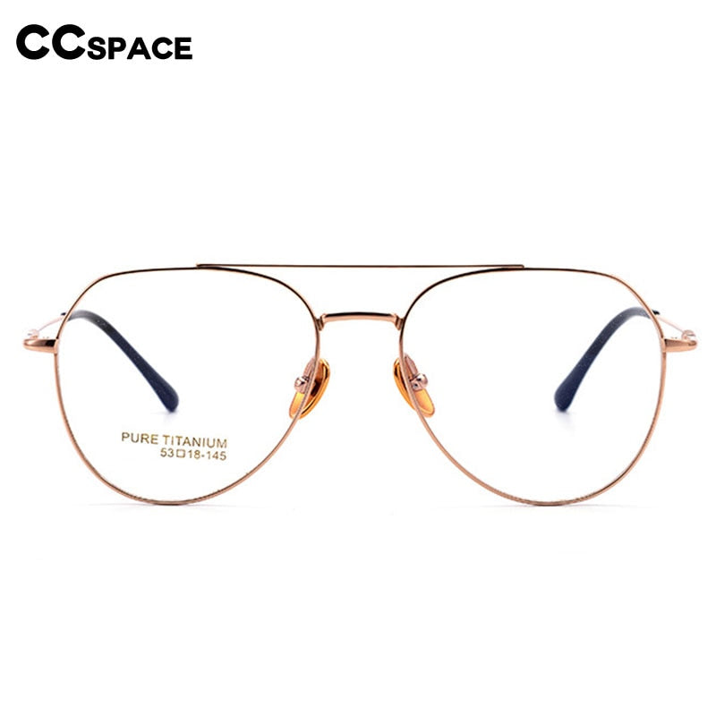 CCspace Unisex Full Rim Oval Double Bridge Big Titanium Eyeglasses 55642 Full Rim CCspace
