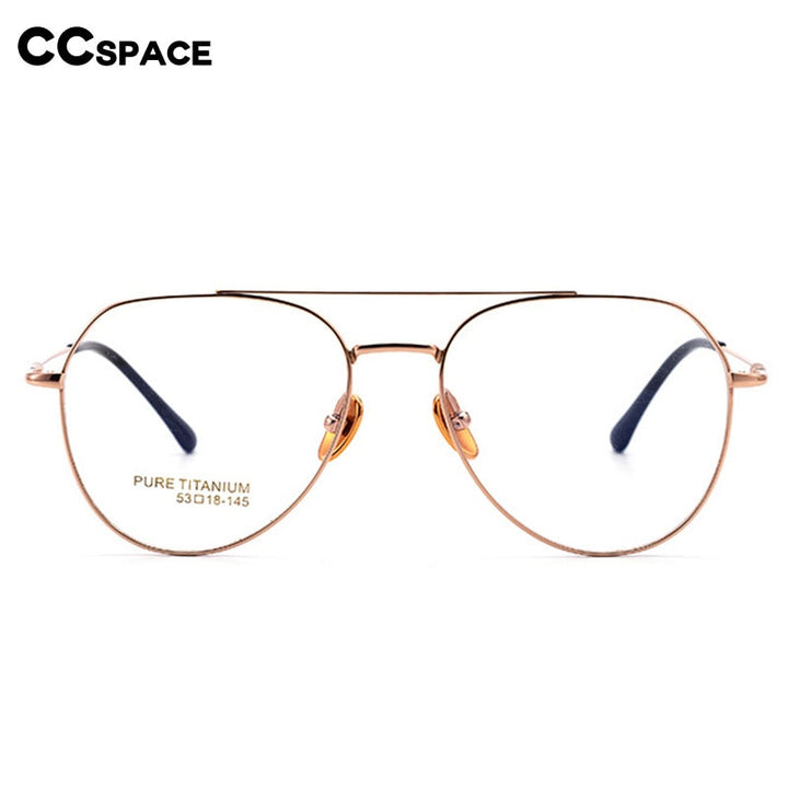 CCspace Unisex Full Rim Oval Double Bridge Big Titanium Eyeglasses 55642 Full Rim CCspace