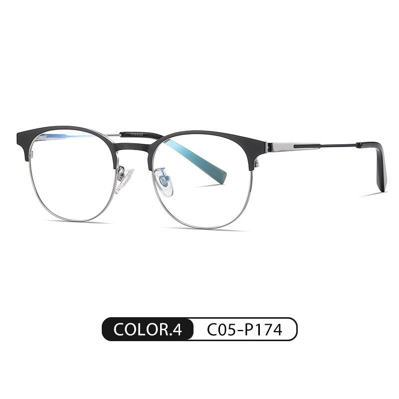 Bclear Unisex Full Rim Round Square Tr 90 Titanium Eyeglasses Wdpt906 Full Rim Bclear C 4