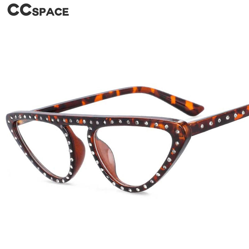 CCspace Women's Full Rim Polygon Cat Eye Jewelled Resin Frame Eyeglasses 54134 Full Rim CCspace