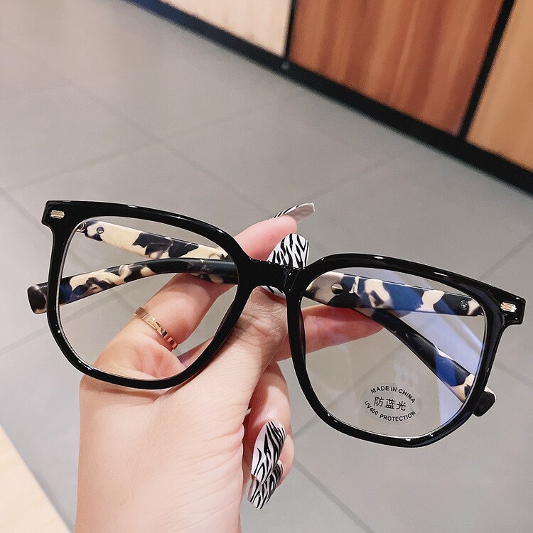 CCspace Unisex Full Rim Big Polygon Square Tr 90 Titanium Eyeglasses 55580 Full Rim CCspace China Black