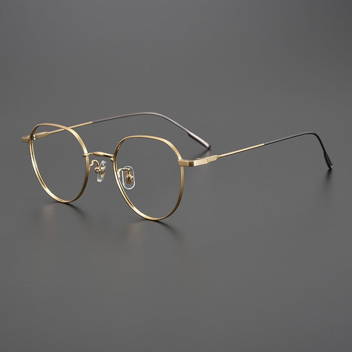 Gatenac Unisex Full Rim Flat Top Round Titanium Eyeglasses Gxyj1010 Full Rim Gatenac