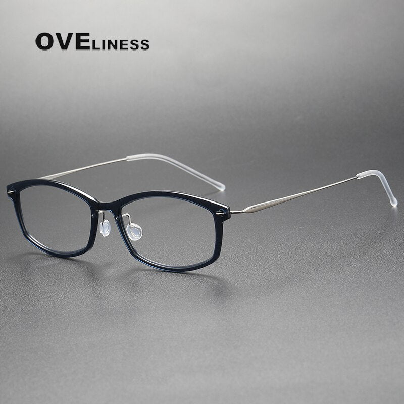 Oveliness Unisex Full Rim Square Screwless Acetate Titanium Eyeglasses 6512 Full Rim Oveliness dark grey