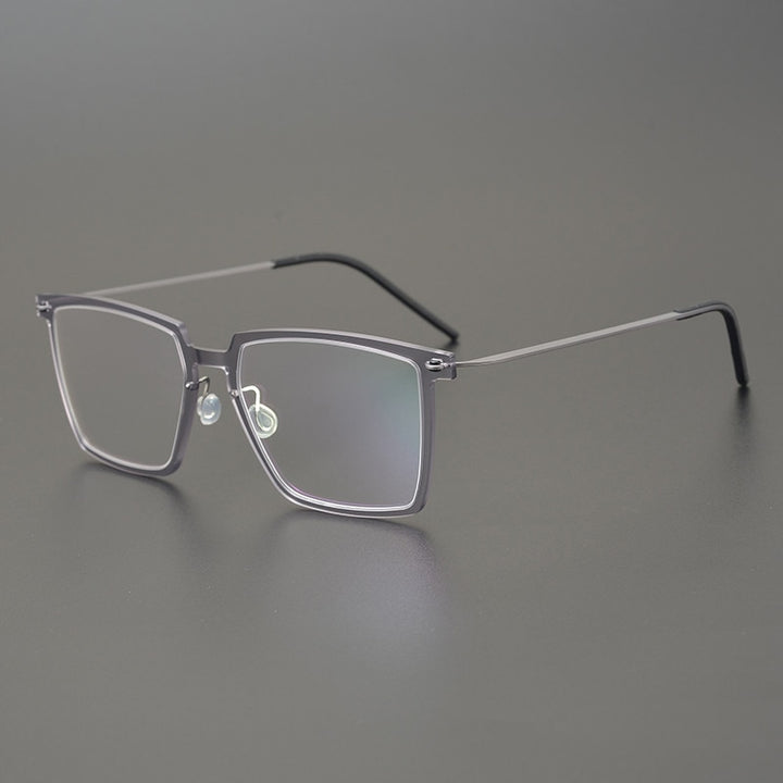 Gatenac Unisex Full Rim Square Acetate Titanium Eyeglasses Gxyj949 Full Rim Gatenac
