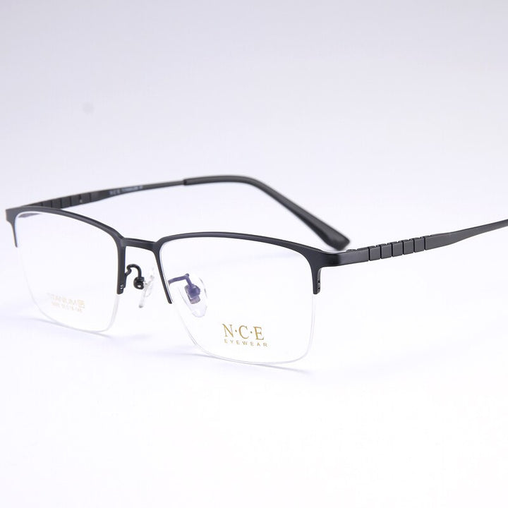 Reven Jate Men's Semi Rim Square Titanium Eyeglasses 5003 Semi Rim Reven Jate black  