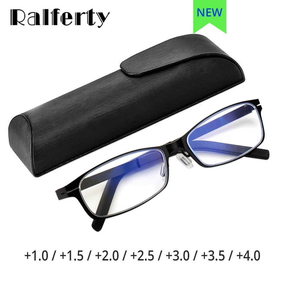 Ralferty Unisex Full Rim Rectangle Alloy Hyperopic Reading Glasses D1331 Reading Glasses Ralferty