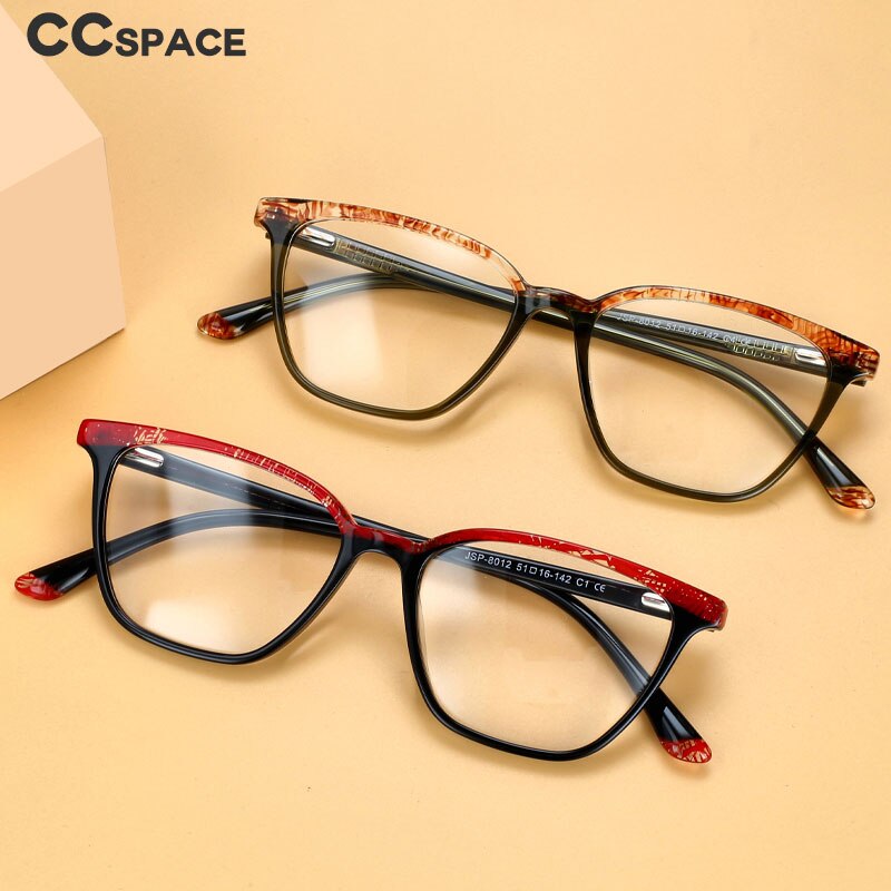 CCspace Unisex Full Rim Square Acetate Eyeglasses 55370 Full Rim CCspace